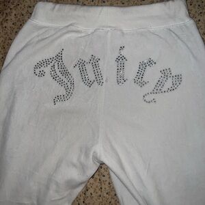 Forever 21 x Juicy Couture Rhinestone White Velour Track Pants